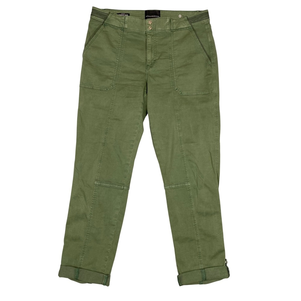 White House Black Market Pret-A-Pedi Straight Crop Utility Pants Womens 10 Green